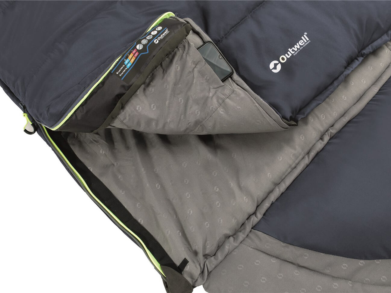 Oase Outdoors Outwell Contour Lux Slaapzak Blauw - Rits Links