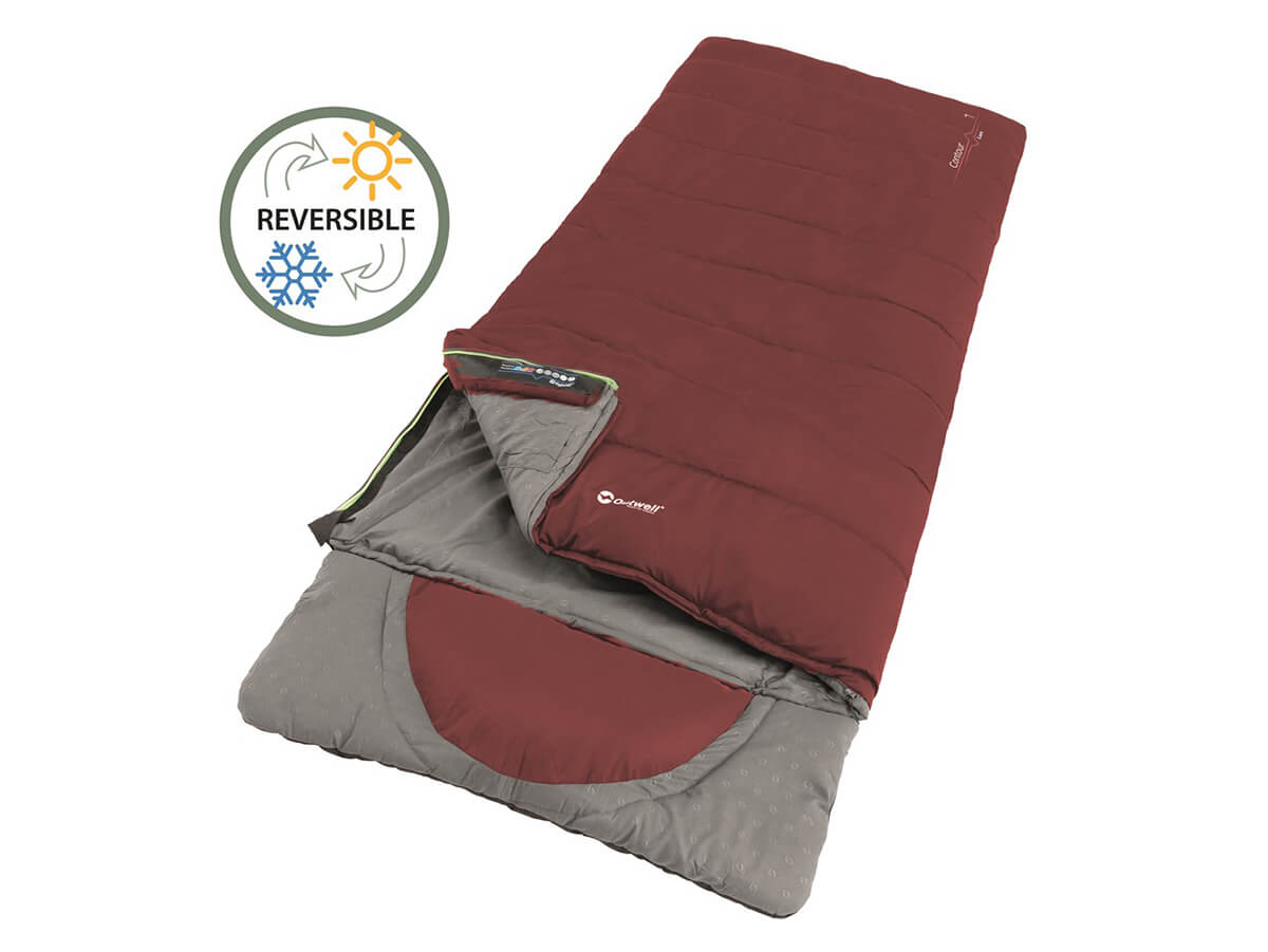 Oase Outdoors Outwell Contour Lux Slaapzak Rood - Rits Links